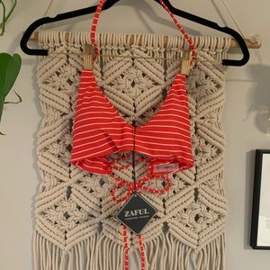 Red and white striped bikini set